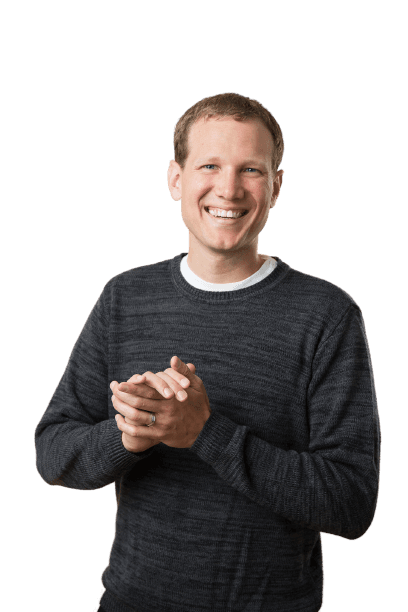 Luke Schlangen in a Grey Sweater